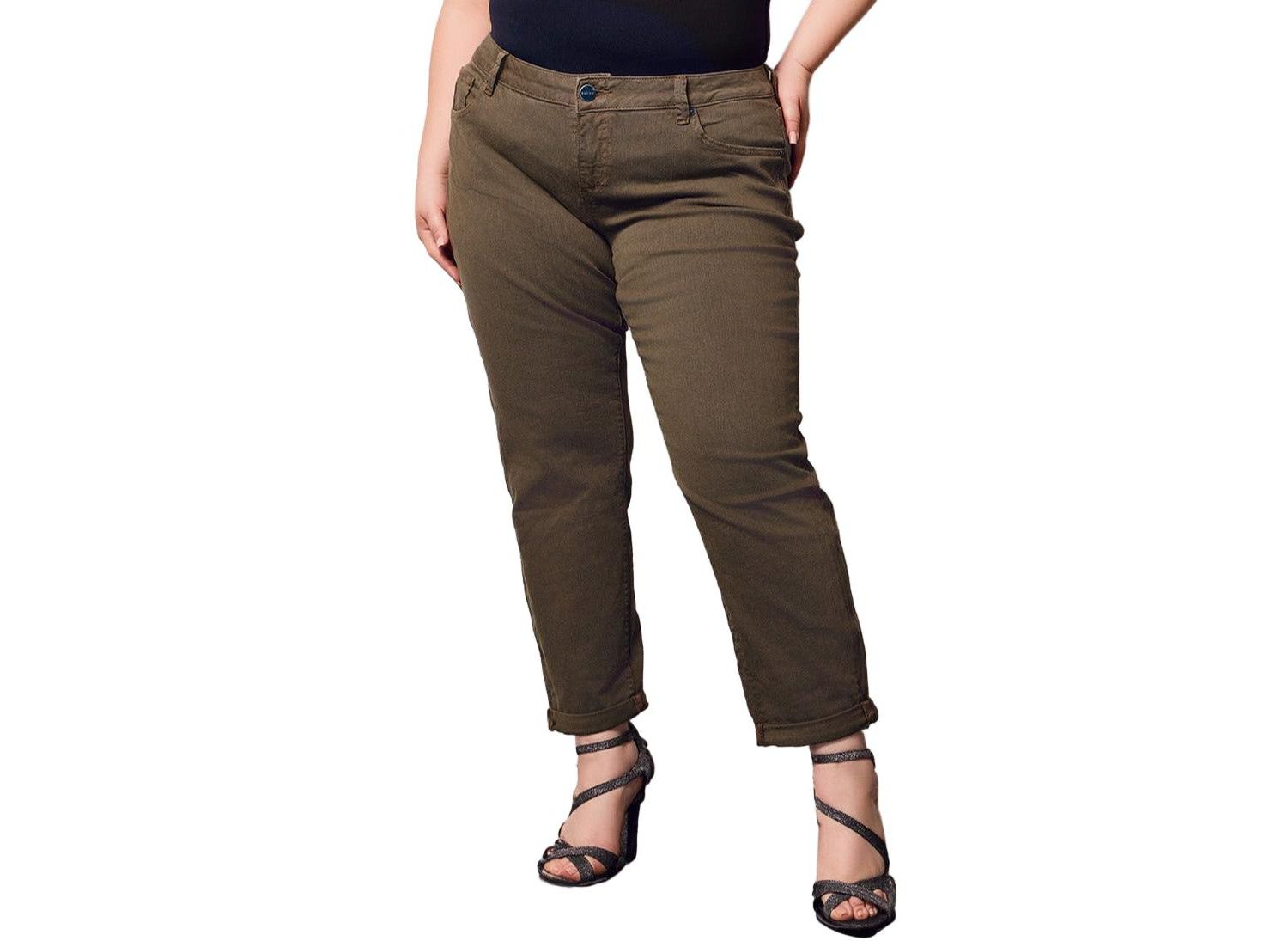 Women's Color Mid Rise pants in rolled 25.5" Inseam - Forest