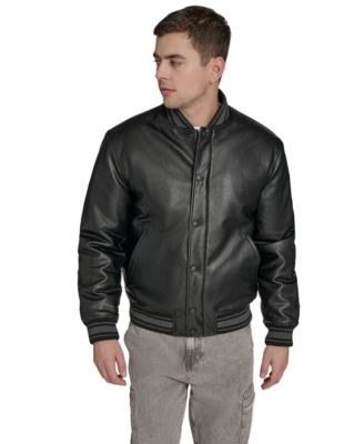 Men's Faux Leather Varsity Jacket