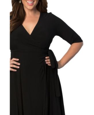 Women's Plus Size Essential Wrap Dress with 3/4 Sleeves