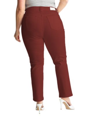 Women's High Rise Straight in 28" Inseam - Burgundy.