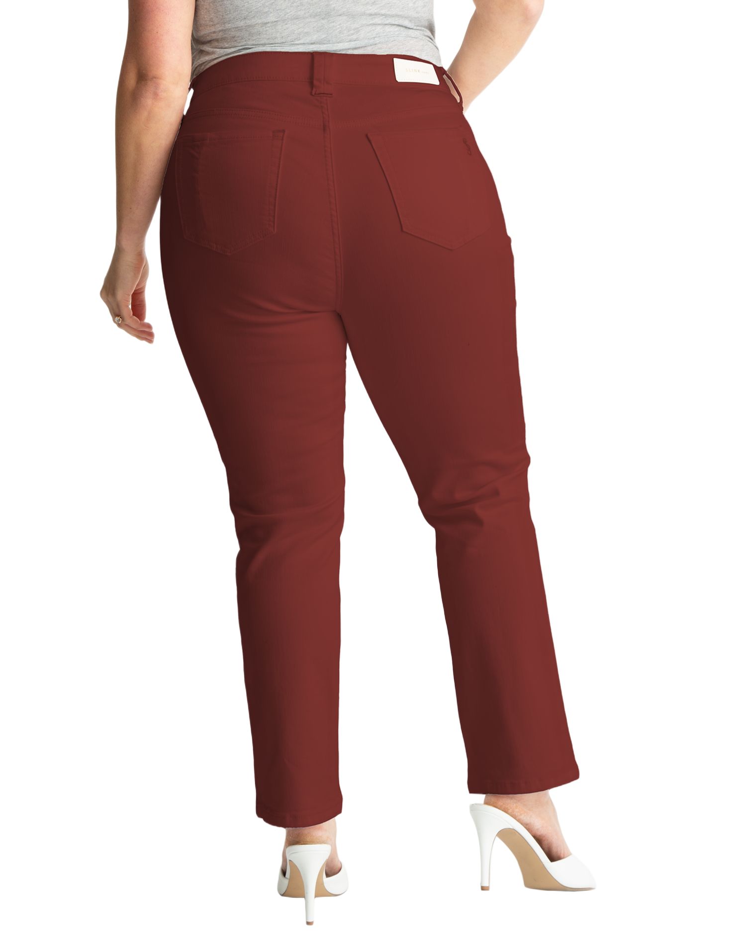 Women's High Rise Straight in 28" Inseam - Burgundy.