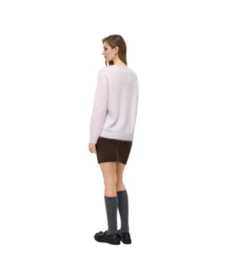 Women Brushed Silk Cashmere Crew-Neck Sweater