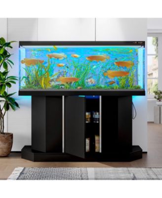 Modern Storage Cabinet With Fish Tank Stand Power Outlet