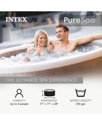 PureSpa 4 Person Bubble Massage Inflatable Hot Tub Spa Set, Sahara Tan