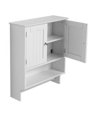Bathroom Wall Cabinet with Towel Bar and Double Doors