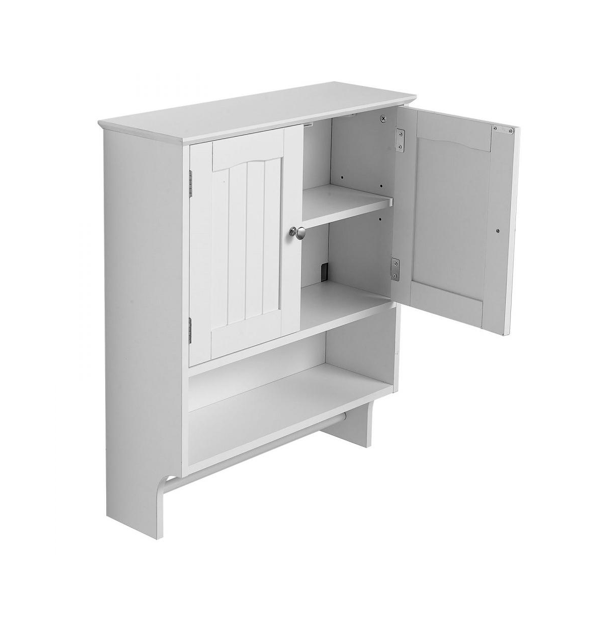 Slickblue Bathroom Wall Cabinet with Towel Bar and Double Doors