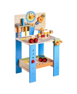 Kids Workbench, 62 PCS Wooden Tool Bench for Kids 3+, Educational Construction Toy with Realistic Tools, Creative Building Set