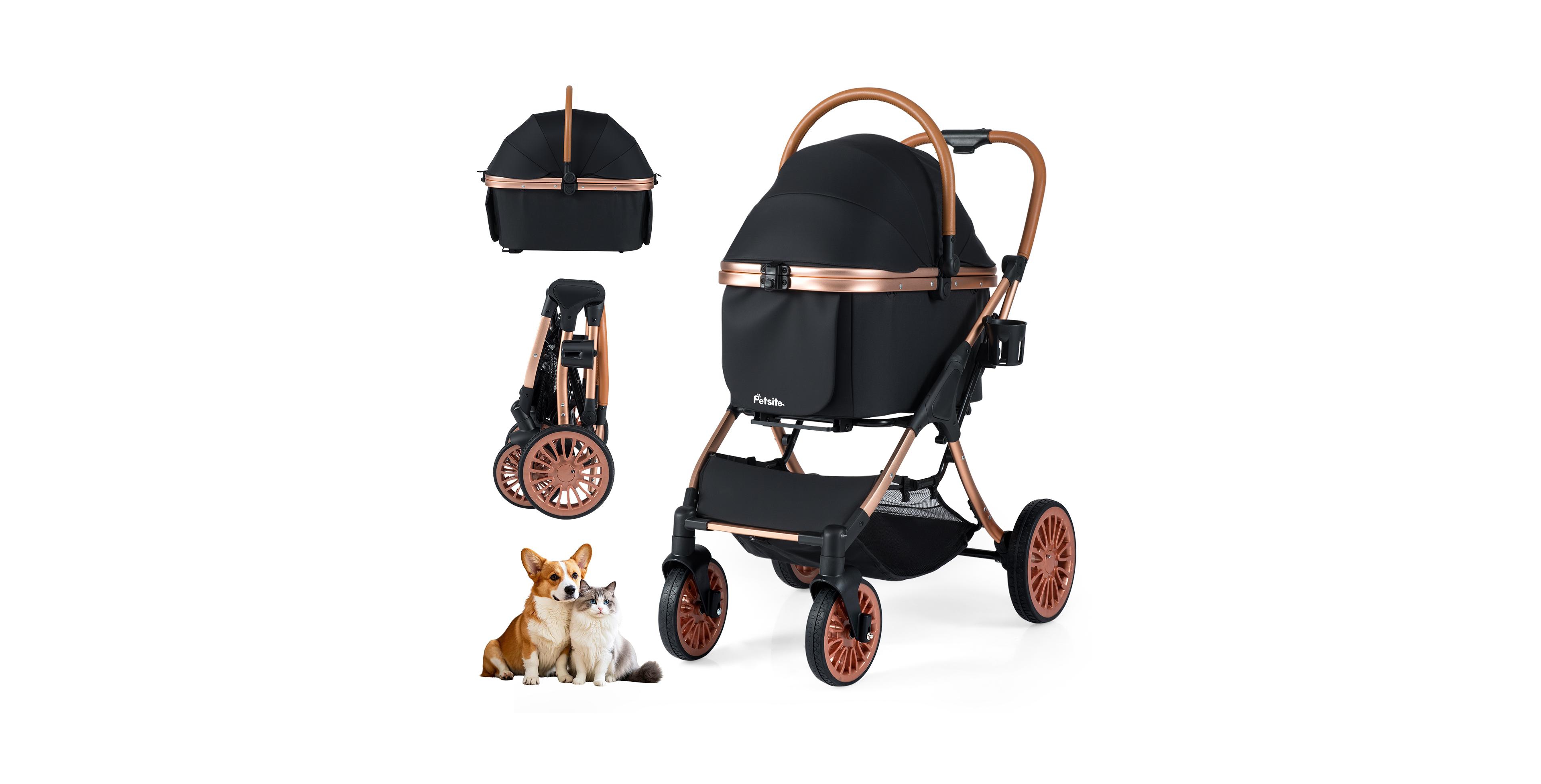 Gymax 3-in-1 Pet Stroller w/ Removable Carrier Sun Shade Removable Pad Safety Belt
