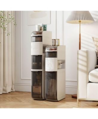 4-Tier Narrow Bathroom Storage Cabinet with Drawers Tissue Box Wheels for Kitchen