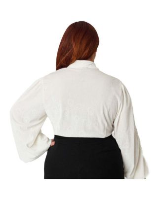 Plus Size Velvet Long Sleeve Neck Tie Gwen Blouse