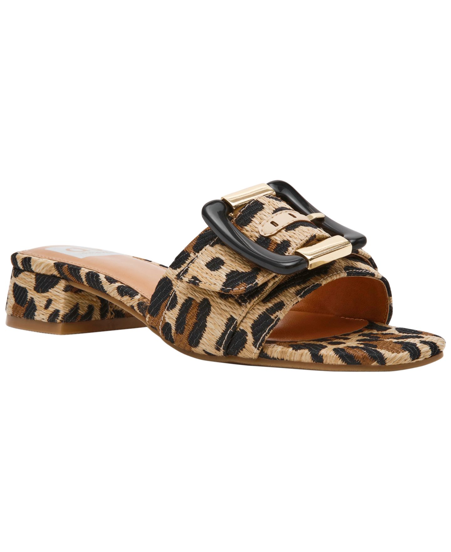 Женские сандалии DV Dolce Vita Neeva Buckle Slide Low Block Heel Dress Sandals, цвет: Леопардовый — фото 1
