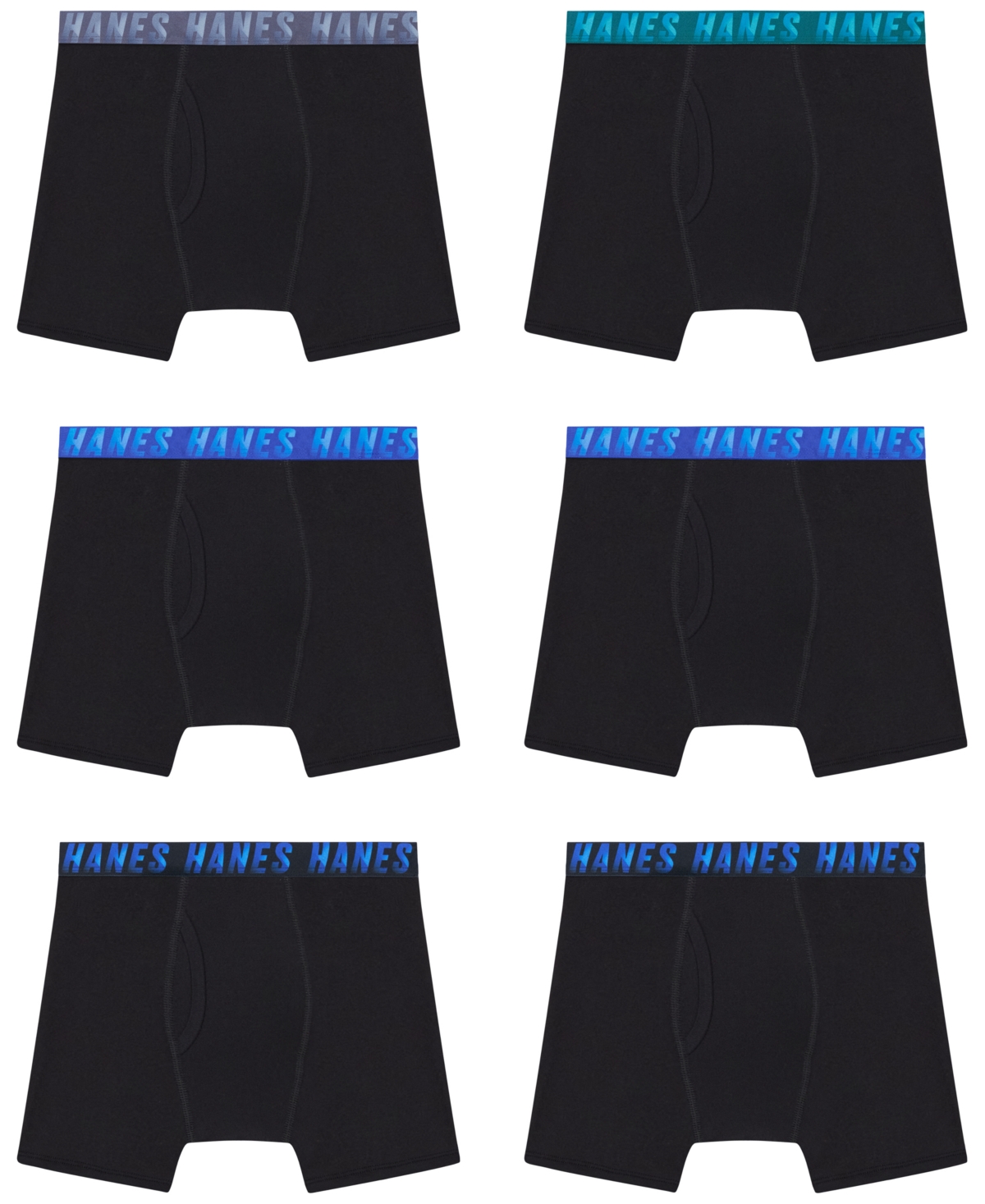 Boys Hanes, 5+1 Bonus Pack, Underwear Boxer Briefs, Moves Ultimate Performance Stretch, Solids/Camo Prints