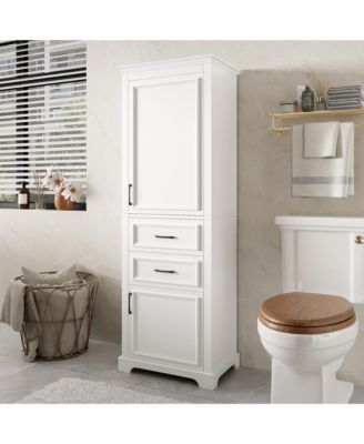 71 Inch Freestanding Bathroom Cabinet with Drawers Space Saving Storage Cabinet with Adjustable and Fixed Shelves
