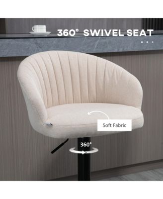Adjustable Swivel Bar Stools Set of 2, Linen Touch Fabric,  