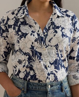 Plus Size Relaxed-Fit Floral Shirt