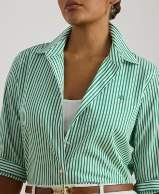 Plus Size Classic-Fit Striped Broadcloth Shirt
