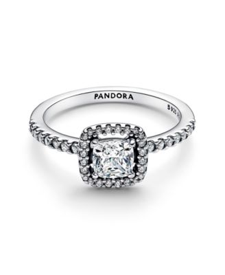 Sparkling Square Halo Ring