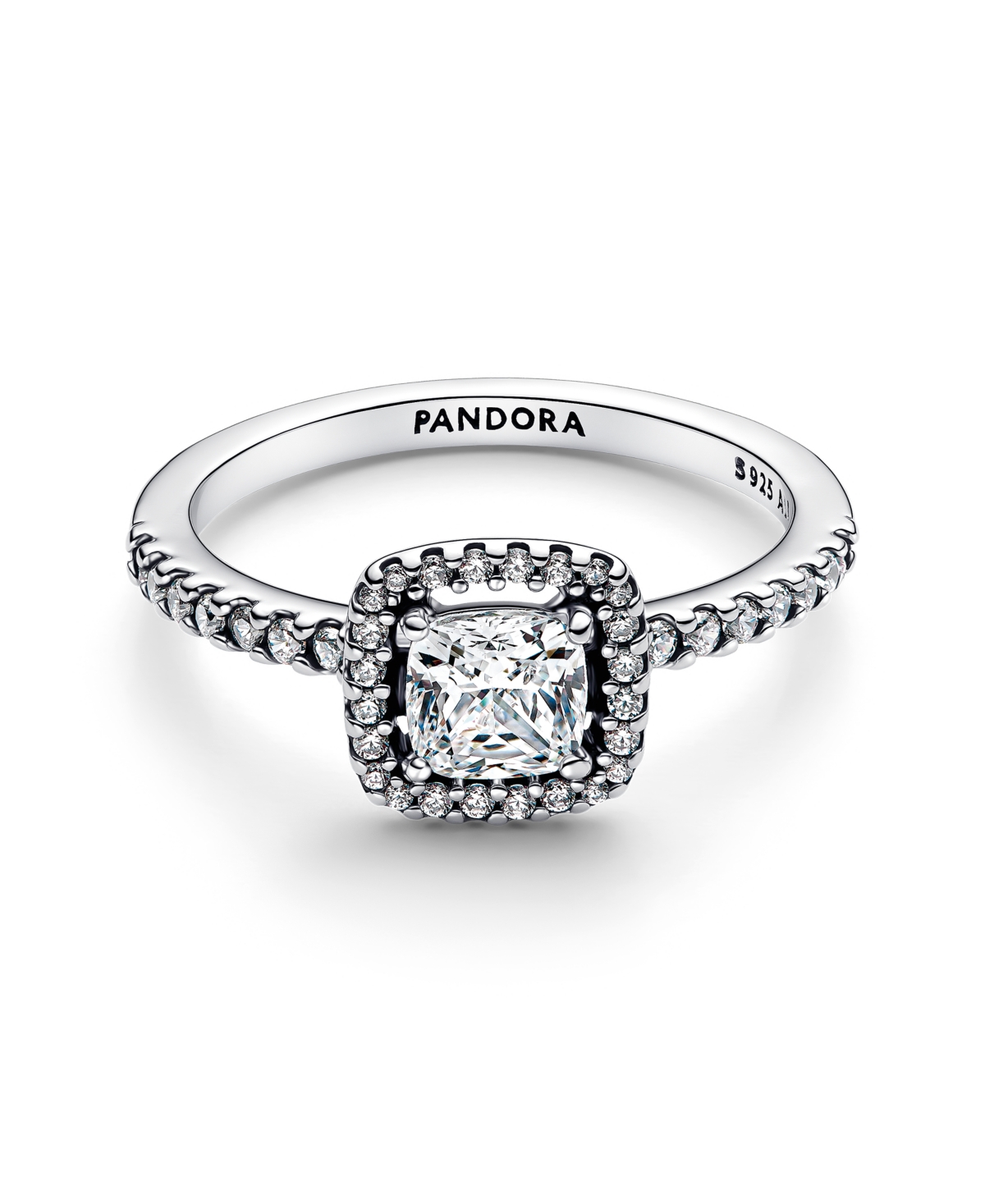 Pandora Sparkling Square Halo Ring In Metallic