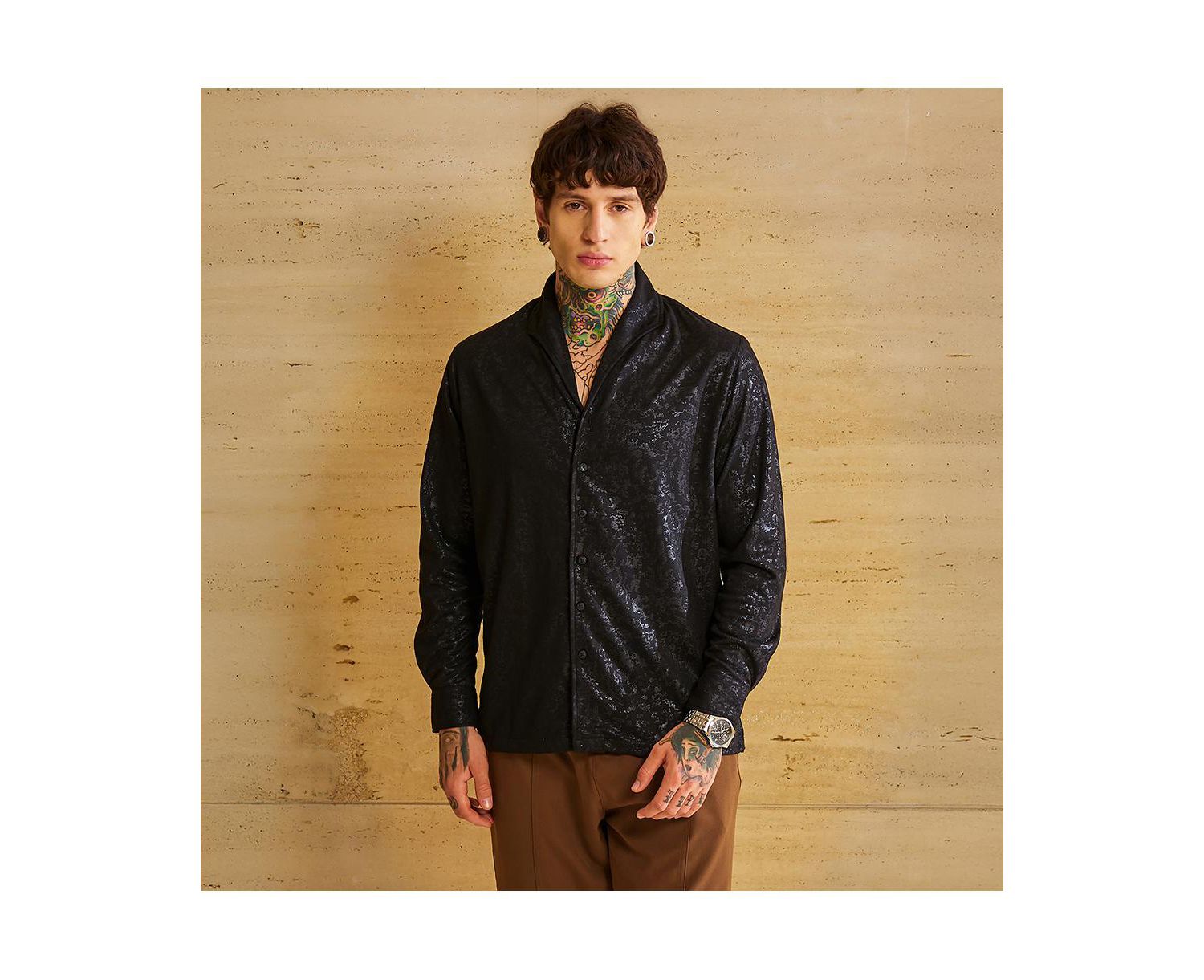 Men's Onyx Black Corroded-Tactile Shirt