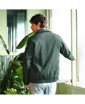 Men's Emerald Green Crease-Tactile Bomber Jacket