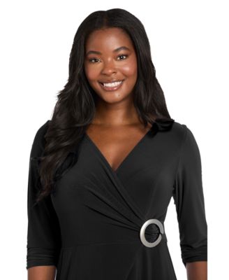 Petite 3/4-Sleeve Hardware Midi Dress