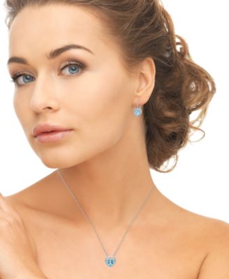 2-Pc. Blue Topaz Heart Pendant Necklace & Earrings Set (5.40 ct. t.w.) in Sterling Silver