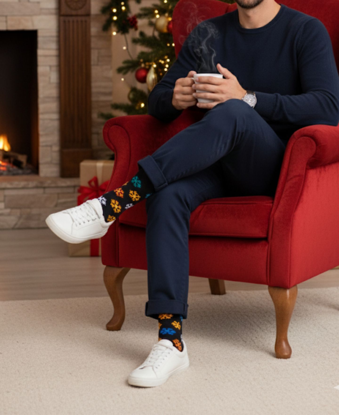 Носки Snowflake для мужчин — Love Sock Company, цвет: Чёрный — фото 2
