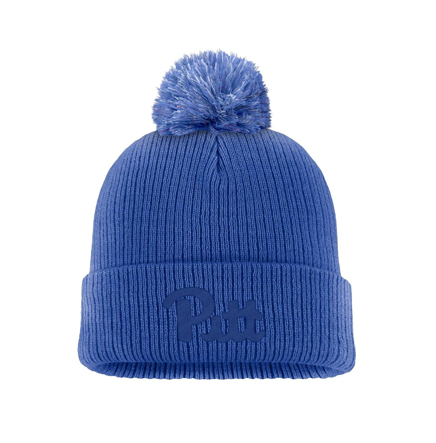 Мужская шапка Nike Royal Pitt Panthers Tonal Peak Cuffed Knit Hat with Pom — фото 1
