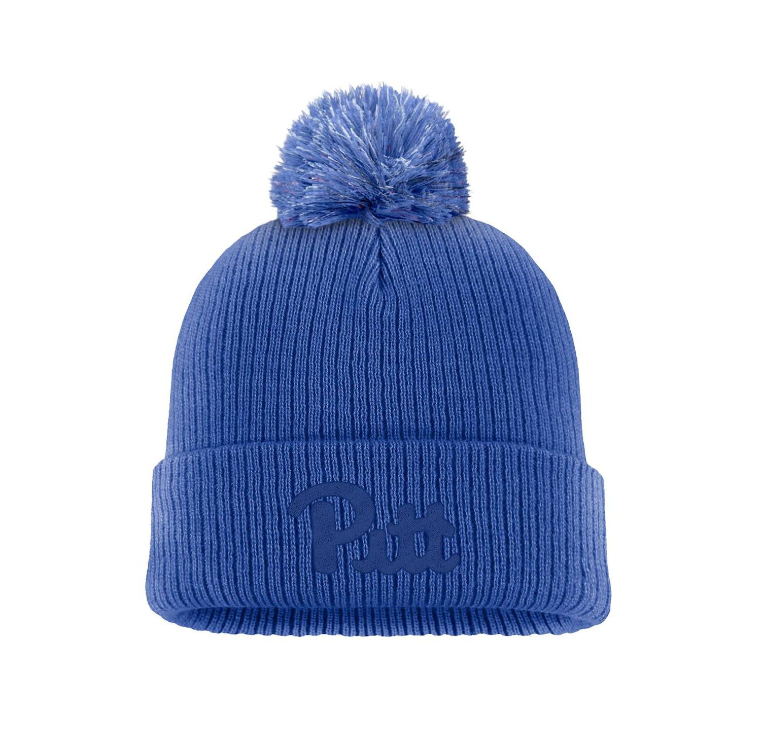 Men's Royal Pitt Panthers Tonal Peak Cuffed Knit Hat with Pom