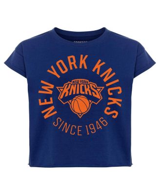 Women's Navy New York Knicks Cropped Genuine Issue Collection Alana T-Shirt