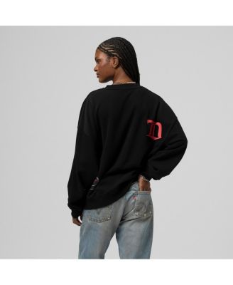 Women's Black Detroit Red Wings Crewneck Sweatshirt