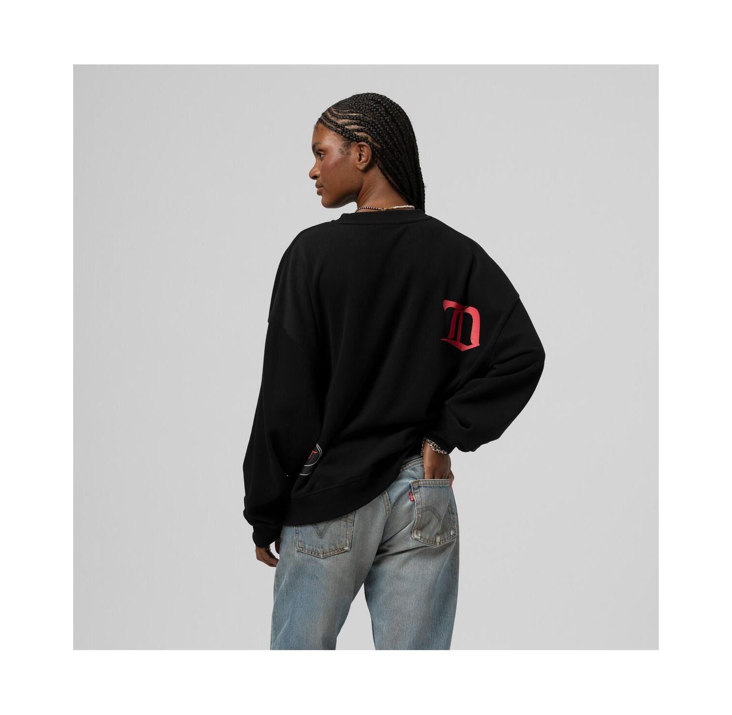 Women's Black Detroit Red Wings Crewneck Sweatshirt