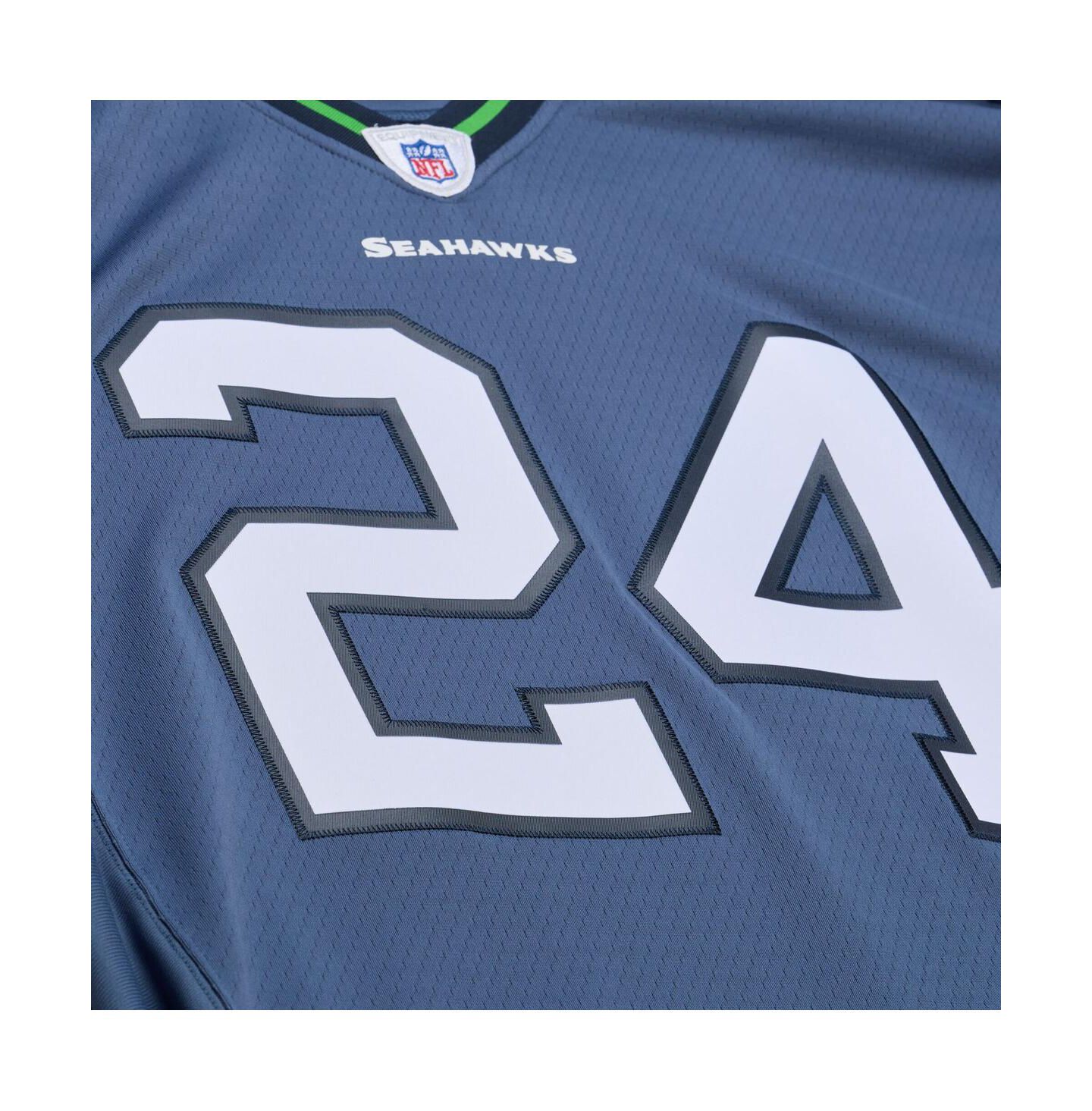 Мужской топ Mitchell & Ness Marshawn Lynch Blue Seattle Seahawks 2010 Legacy Throwback Replica Jersey — фото 3