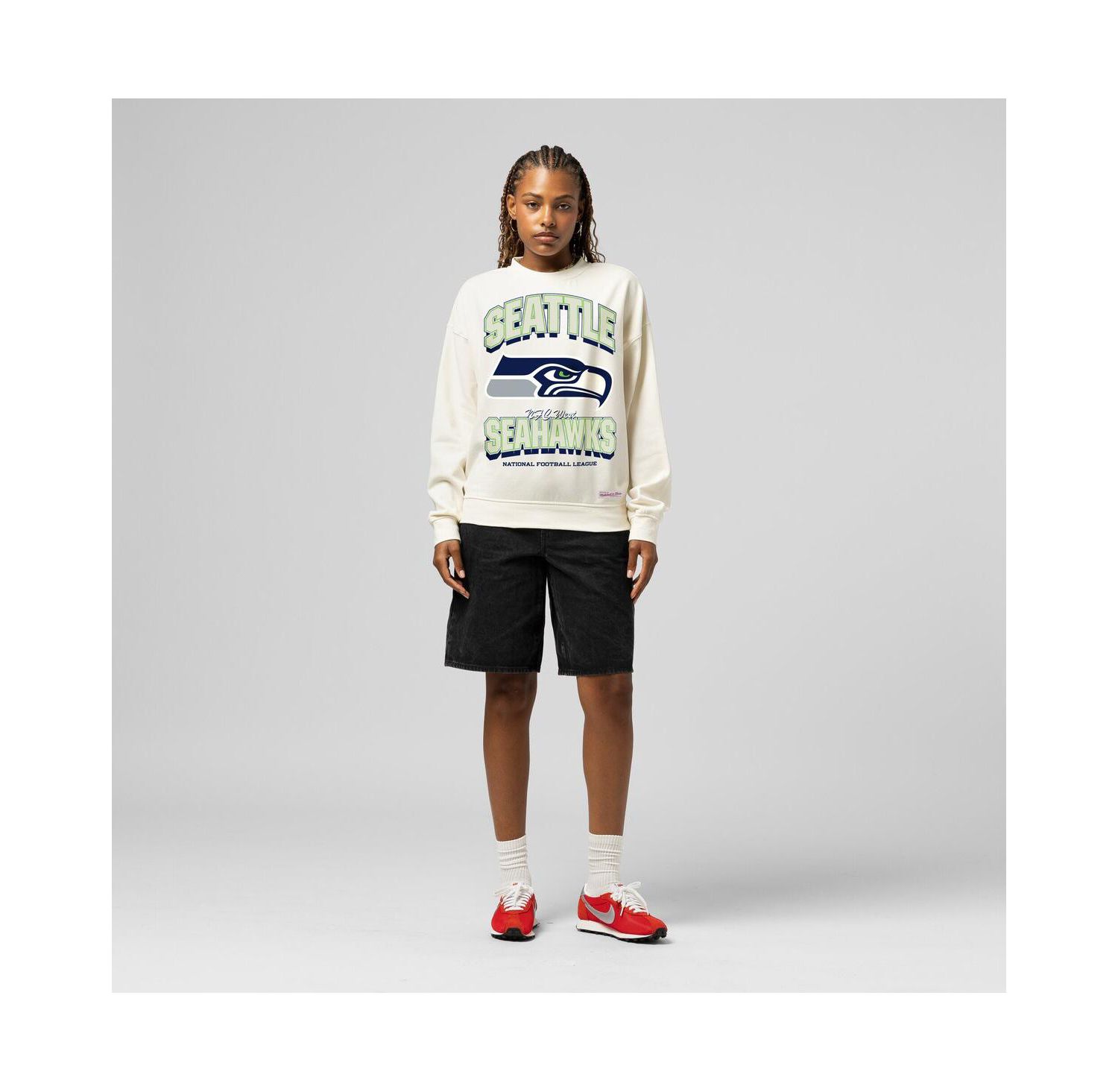 Women's Cream Seattle Seahawks Tonal Arch Sweatshirt