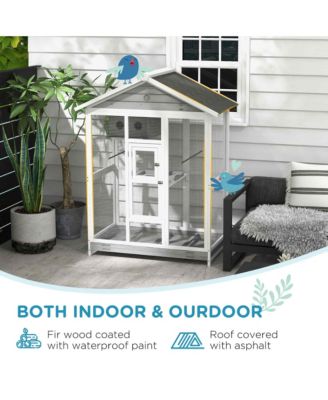 64.5" Wooden Bird Cage Aviary, Flight Cage with Slide-Out Tray