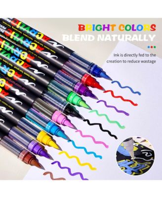 12 Colors Acrylic Paint Markers Direct Liquid Soft-Tip Drawing Pens