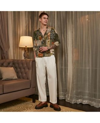 Men's Olive Green & Coffee Brown Earthy-Abstract Shirt