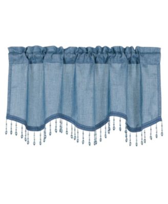 1 Piece Moroccan Sparkle Rod Pocket Semi Sheer Voile Beaded Trim Window Valance