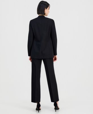 Women's Open-Front Stand Collar Blazer & High-Rise Pull-On Pants