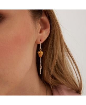 Safety Pin Gold Color Rose Sterling Silver Earring