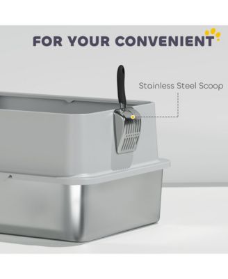 XL Stainless Steel Cat Litter Box High Sided Include Scoop & Pad
