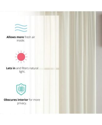 Essentials Sheer Voile Window Treatment Rod Pocket Curtain Panels - Set Of 4