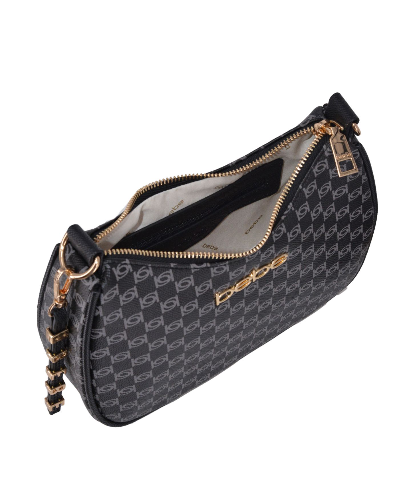 Женская сумка Bebe Adela Monogram Small Crossbody, цвет: Чёрный — фото 4