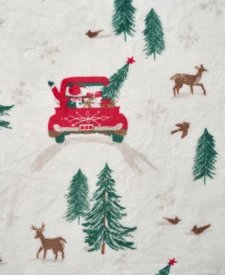 Holiday Printed Plush Throw, 50" x 70"