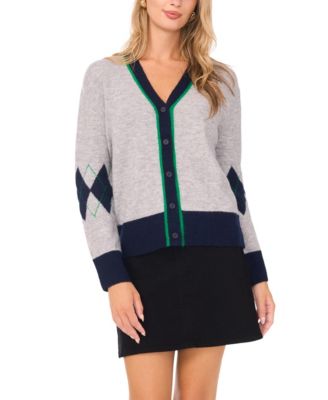 Vince Camuto - Women's Elbow Argyle Long-Sleeve Sweater