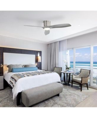 52-inch Modern Minimalist Sand Nickel 3-Blade Flush Mount with Remote Control,Supporting Mobile Device Connection and Voice Function