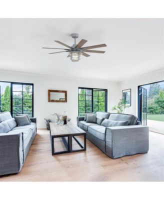 52-inch Grey Farmhouse 8-Blade Indoor Ceiling Fans with Light Kit and Remote Control Dc Motor Bubble Glass Lampshade