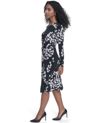 Women's Jersey Surplice Long-Sleeve Crewneck Dress