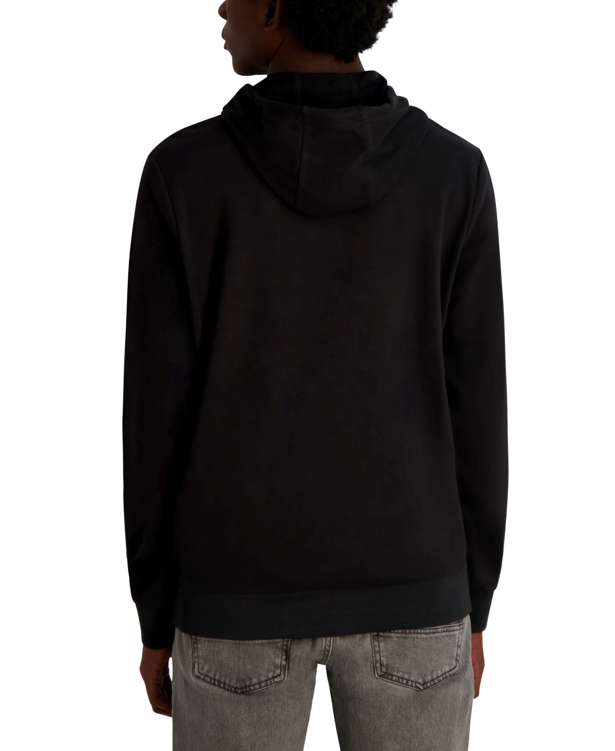 Karl Lagerfeld Men's French Terry Embossed Logo Hoodie In Black