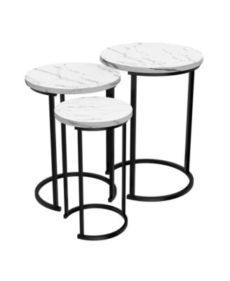 Round Modern 3-Pc. Wood Nesting Table Set